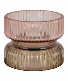 Evonne lysestager i rund brun/rosa glas - 2 stk