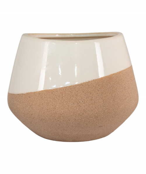 Magalie Urtepotte i rund keramik i beige/brun