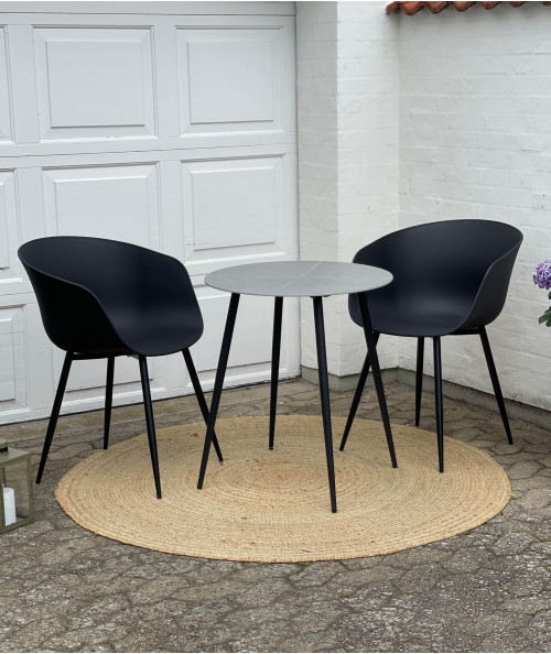 Agate cafesæt med sorte stole og keramisk bordplade