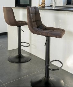 Middelfart barstol i mørkebrun med sorte ben