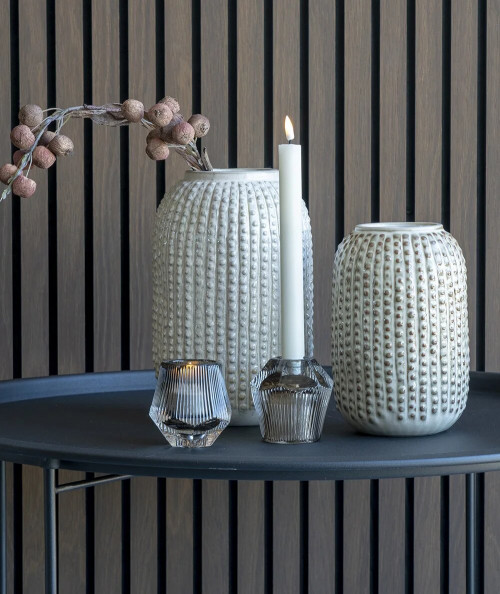 Nicole vase i brun keramik med mønster