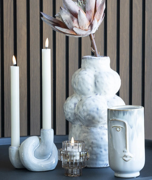 Manon lysestage i hvid keramik
