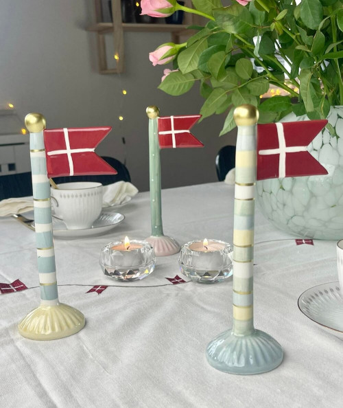 Fine fødselsdagsflag i keramik - 3 stk.