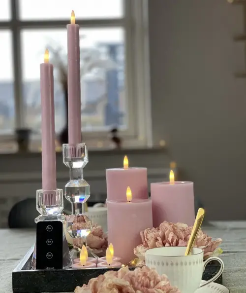 LED stearinlys pakke med 10 dele  i rosa