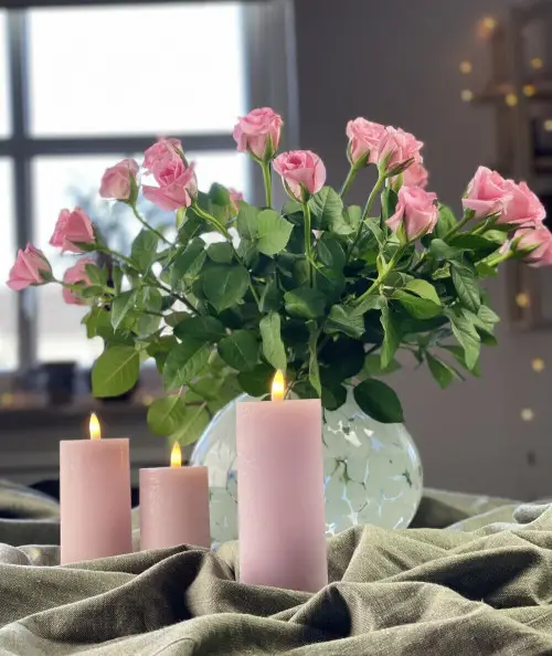 LED Bloklys i rosa 1 stk 6x15 cm