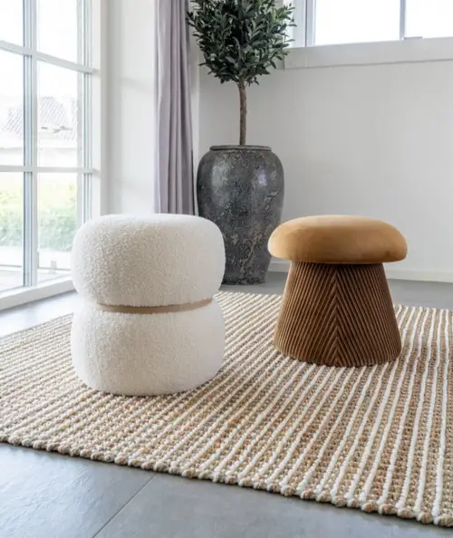 Salomé tæppe i håndvævet natur/råhvid fave 160x230 cm