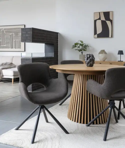 Amorim spisebordsstol i bouclé mushroom med drejefod