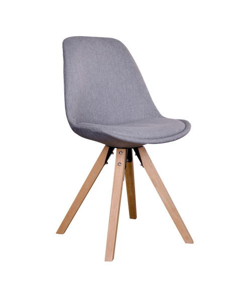Bergen Spisebordsstol - Stol i lysegråt stof med naturtræsben