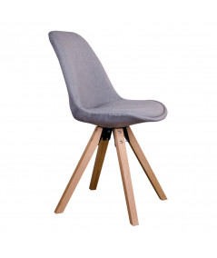 Bergen Spisebordsstol - Stol i lysegråt stof med naturtræsben