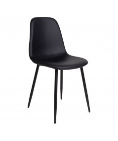 Stockholm Spisebordsstol - Stol i sort kunstlæder med sorte ben