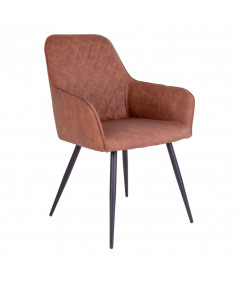 Harbo Spisebordsstol - Stol i vintage brun kunstlæder