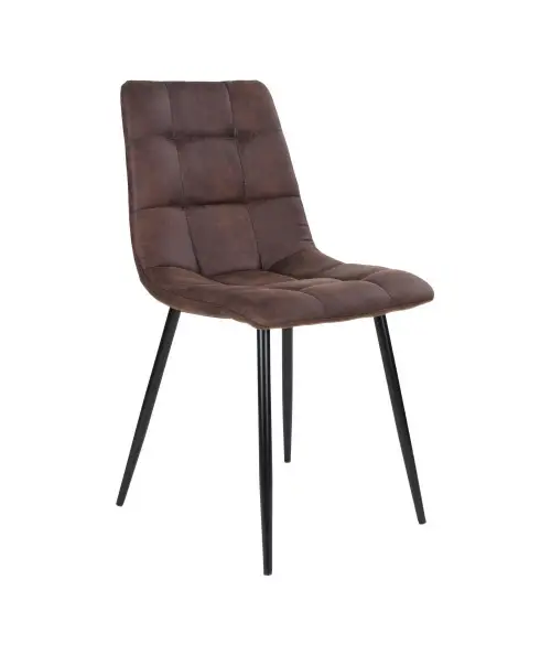 Middelfart Spisebordsstol - Stol i mørkebrunt microfiber med sorte ben