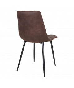Middelfart Spisebordsstol - Stol i mørkebrunt microfiber med sorte ben