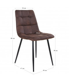 Middelfart Spisebordsstol - Stol i mørkebrunt microfiber med sorte ben