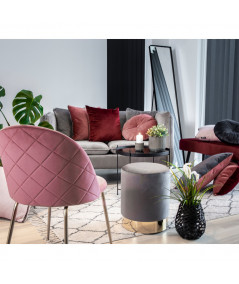 Geneve Spisebordsstol - Stol i rosa velour med ben i messing look