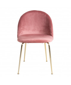 Geneve Spisebordsstol - Stol i rosa velour med ben i messing look