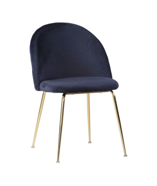 Geneve Spisebordsstol - Stol i blå velour med ben i messing look