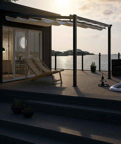 Pergola til vægmontering i grå 4x4m