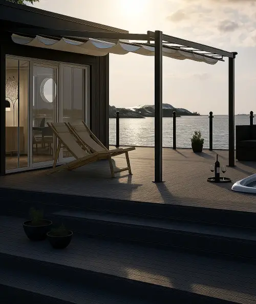 Pergola til vægmontering i grå 4x4m