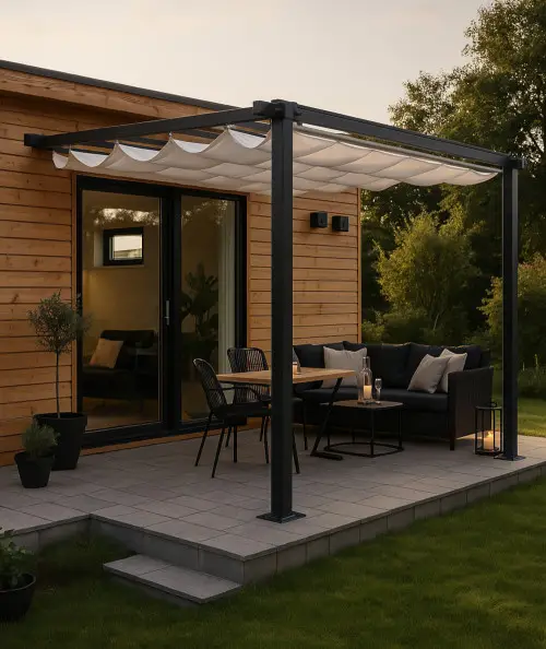 Pergola til vægmontering i grå 3x4m