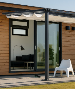 Pergola til vægmontering i grå 3x4m