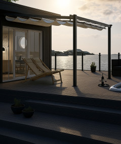Pergola til vægmontering i grå 3x4m