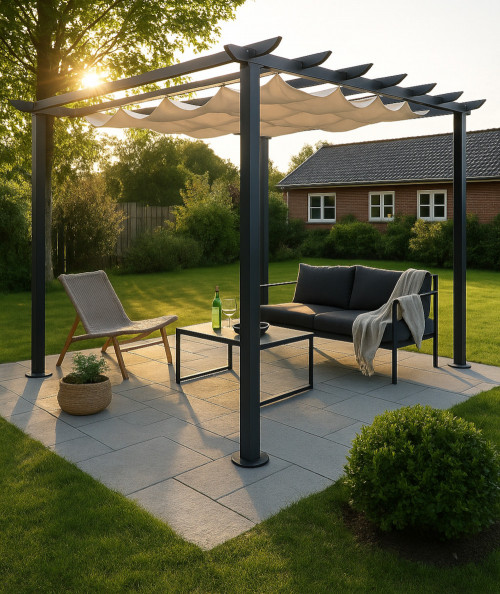 Fritstående pergola i grå. 3x3m