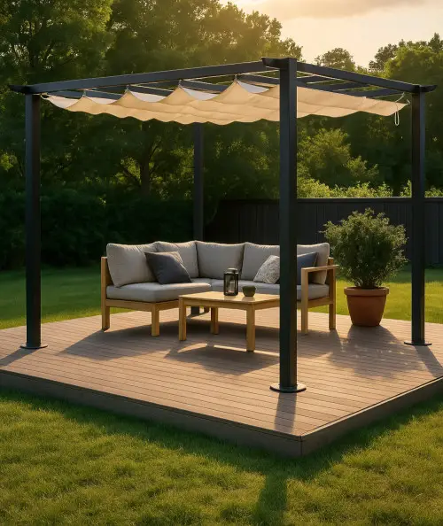 Fritstående pergola i grå. 4x4m