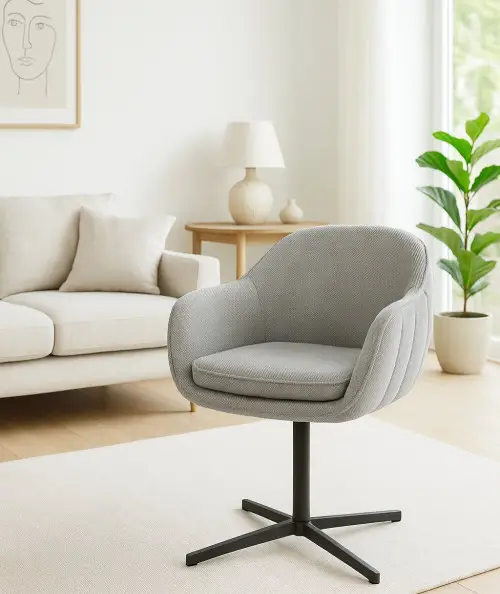 Tamera spisebordsstol med drejefod i lysegrå og sorte ben