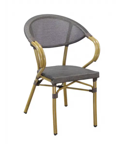 Calda spisebordsstol i mørkebrun stof og bambuslook