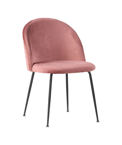 Geneve Spisebordsstol - Stol i rosa velour med sorte ben