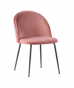 Geneve Spisebordsstol - Stol i rosa velour med sorte ben