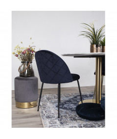 Geneve Spisebordsstol - Stol i blå velour med sorte ben
