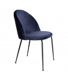 Geneve Spisebordsstol - Stol i blå velour med sorte ben