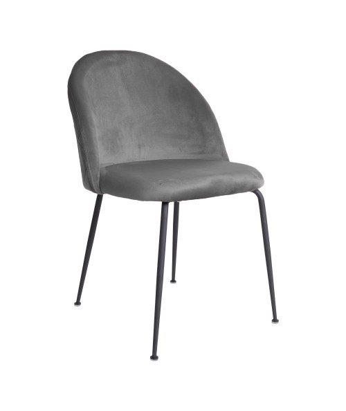 Geneve Spisebordsstol - Stol i grå velour med sorte ben