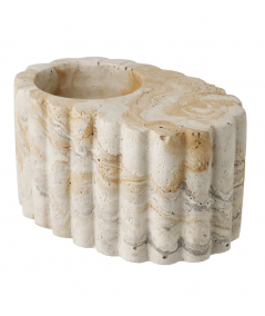 Rustik fyrfadsstage lavet cement i brun/beige farve