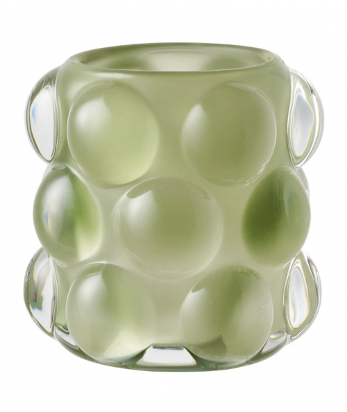 Lysestage - Lysestage, glas, beige/grøn sæt af 2