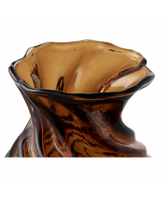 Brun vase i mundblæst glas brun