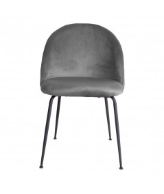 Geneve Spisebordsstol - Stol i grå velour med sorte ben