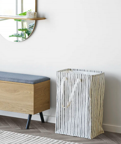 Argos vasketøjskurv med hank i beige/sort