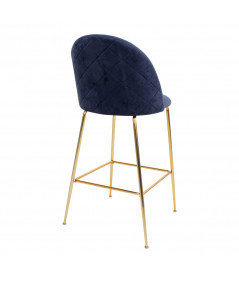 Lausanne Bar Chair - Barstol i blå velour med ben i messing look