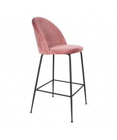 Lausanne Bar Chair - Barstol i rosa velour med sorte ben