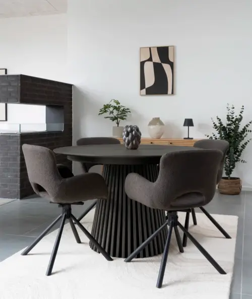 Osaka rundt spisebord i smoked/natur eller sort - ø140