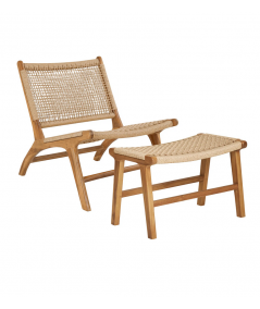 Derby loungestol sæt i teak/PE rattan m. skammel