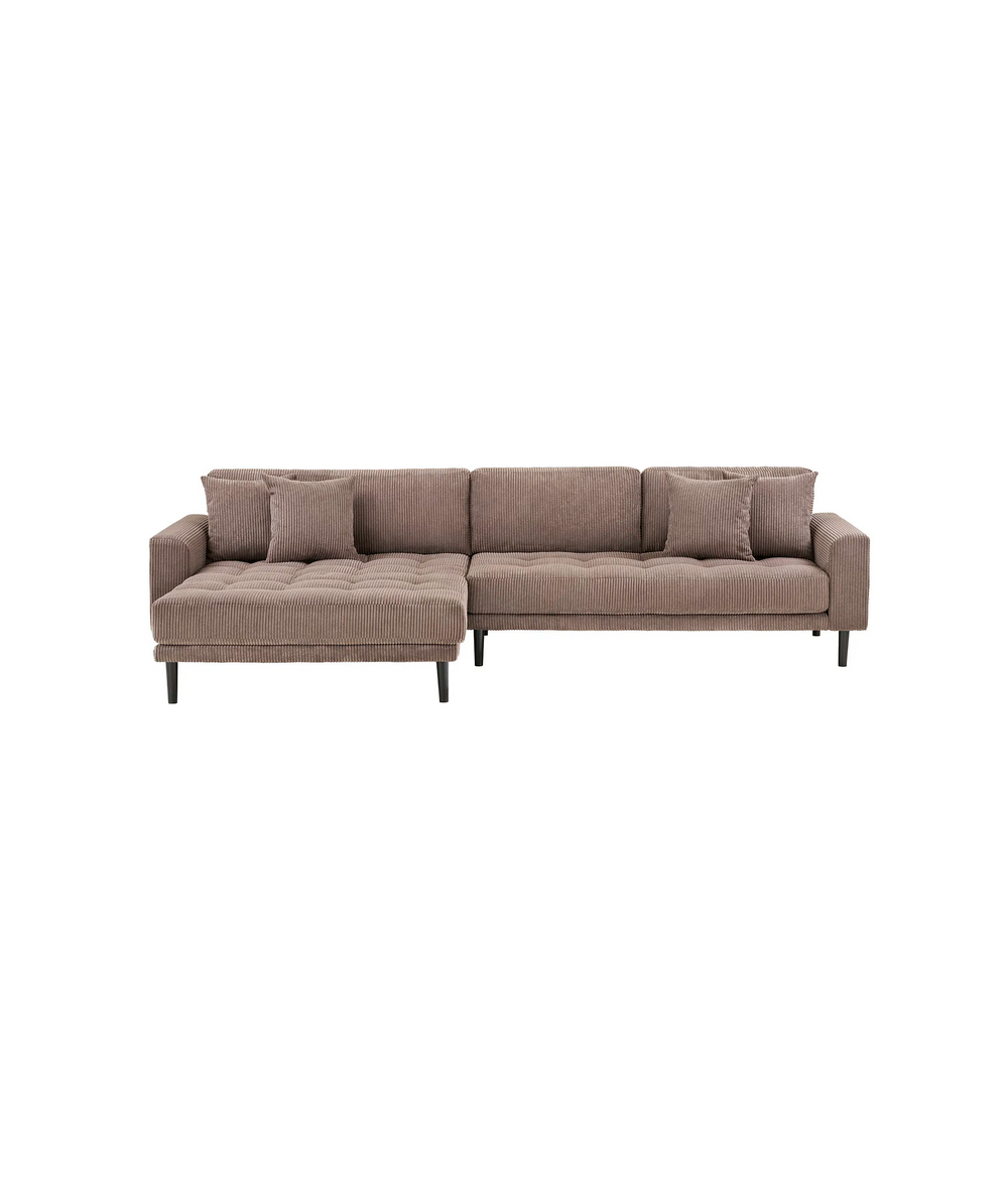 Lido lounge sofa venstrevendt – brun fløjl hjørnesofa med chaiselong
