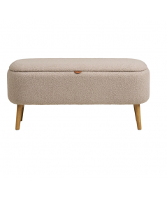 Harlow bænk i beige bouclé m. opbevaring