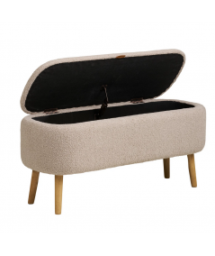 Harlow bænk i beige bouclé m. opbevaring