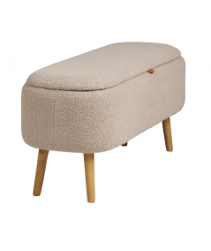 Harlow bænk i beige bouclé m. opbevaring