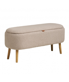Harlow bænk i beige bouclé m. opbevaring