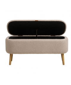 Harlow bænk i beige bouclé m. opbevaring